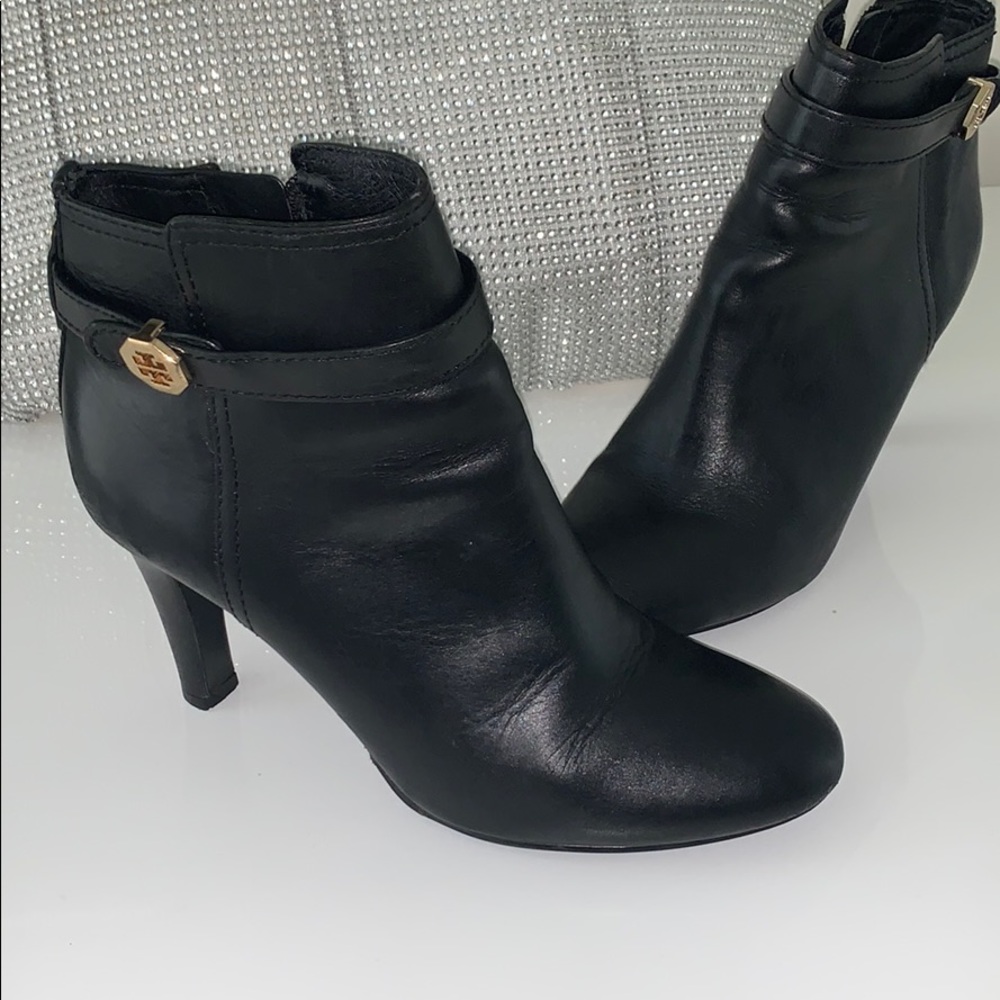 Black leather Tory Burch booties